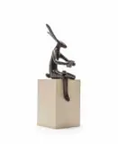 Guy Du Toit, Reading Hare, 2026, bronze with a brown patina