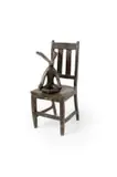 Guy Du Toit, Meditating Hare; Chair, two, bronze with a brown and green patina