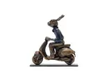 Carol Cauldwell, Rabbit on a Vespa, painted and patinated bronze with wax, on a painted steel base