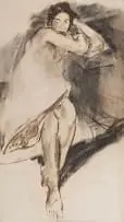 Jean Welz, Seated Figure, 1960, charcoal on paper