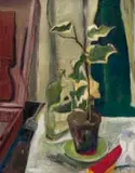 Florence Zerffi, Still Life with Potted Plant, 1958, oil on canvas