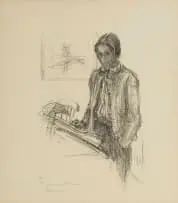 Katrine Harries, Self Portrait, lithograph on paper