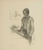 Katrine Harries, Self Portrait, lithograph on paper