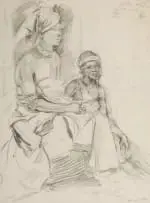 Dorothy Kay, Two Xhosa Women, pencil on paper