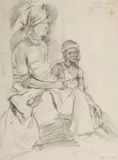 Dorothy Kay, Two Xhosa Women, pencil on paper