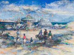 Michael D'Aguilar, La Fête Espagnole (The Spanish Festival), pastel on canvas laid down on board