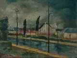 Piet van Heerden, Street Scene (recto); Portrait of a Woman in Green (verso), 1946, oil on canvas