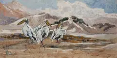 Arnfried Blatt, Pelicans, 1972, oil on canvas