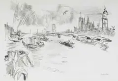 Oskar Kokoschka, Houses of Parliament, London, lithograph on paper