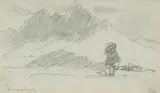 Jacobus Hendrik Pierneef, Simonsberg, pencil on tracing paper