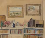 Enslin Du Plessis, Still Life on the Bookcase, oil on board