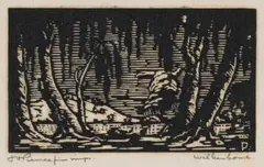 Jacobus Hendrik Pierneef, Boomstamme (Tree Trunks) (Nilant 82), linocut on rice paper