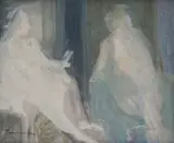 Jean Welz, Die Gesprek (The Conversation), oil on board