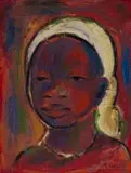 Gerard Sekoto, White Turban, oil on board