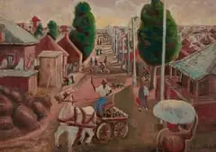 Gerard Sekoto, Horse and Cart, Sophiatown, oil on canvasboard