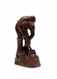 Durant Sihlali, Shoveling Coal, carved wood