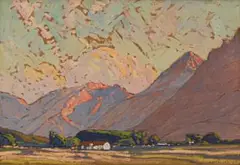 Jonkershoek, Stellenbosch by Jacobus Hendrik Pierneef, 1925, oil on board, sold May 2026