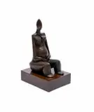 Sydney Kumalo, Seated Woman (SK5), 1959, bronze with brown patina, on a wooden base