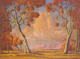 Jacobus Hendrik Pierneef, Bushveld Landscape with Trees and Clouds, pastel on card