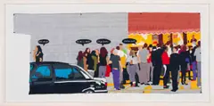 Friday Afternoon in Notting Hill by Billie Zangewa, 2007, hand-stitched silk collage, sold May 2026