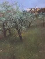John Meyer, Olive Trees, Firenzuolo, mixed media on canvas