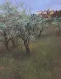 John Meyer, Olive Trees, Firenzuolo, mixed media on canvas