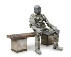 Angus Taylor, Seated Figure, rock, earth, concrete and steel