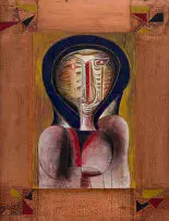 Cecil Skotnes, Ancestor 7, 1992, carved and painted wood with copper surrounds