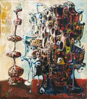 Walter Meyer, Composition with Sculptural Forms, 1988, oil on canvas