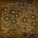 Esias Bosch, Tile with floral motif, painted and glazed ceramic with lustre decoration