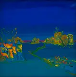 Walter Battiss, Seychellois Family, oil on canvas