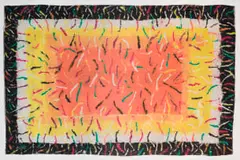 Durant Sihlali, Untitled (Abstract in Orange and Black), mixed media with pigment and handmade paper