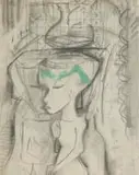 Alexis Preller, Study for Urn Head, pencil and gouache on paper