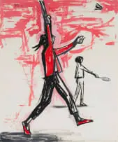 Peter Clarke, Badminton, 1959, mixed media with gouache on paper