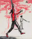 Peter Clarke, Badminton, 1959, mixed media with gouache on paper