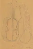 Alexis Preller, Cello, pencil and colour pencil on paper