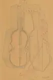 Alexis Preller, Cello, pencil and colour pencil on paper