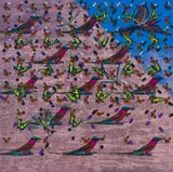 Helmut Starcke, Homage to Bridget and Larry, 1987, acrylic on canvas