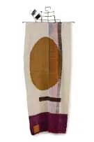 Frances vH Mohair Studio, Summer Moon, No 18, Botterblom Collection, 2024, hand-woven mohair tapestry and barbed wire hanger, made collectively by women artisans in the Frances vH Mohair studio