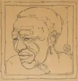 Jacobus Hendrik Pierneef, Head with Earring in Three-Quarter Profile, pencil on paper