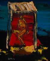 Walter Battiss, Red Palanquin, oil on canvas