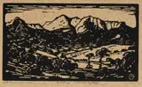 Jacobus Hendrik Pierneef, Ausberg, Windhoek S.W.A. (Nilant 116), 1925, linocut on paper