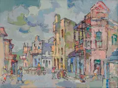 Gregoire Boonzaier, Street Scene, District Six, 1990, oil on canvas