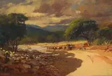Adriaan Boshoff, Ox Wagon, 1964, oil on board