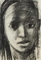 Bill Ainslie, Zindzi Mandela, charcoal on paper
