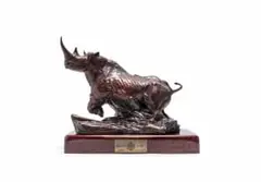 Dylan Lewis, Centennial Black Rhinoceros Maquette (S39), 1995, bronze with a brown patina, on a wooden base