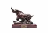 Dylan Lewis, Centennial Black Rhinoceros Maquette (S39), 1995, bronze with a brown patina, on a wooden base