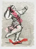 William Kentridge, Dancer in Red Sash, 1996, colour screenprint on paper