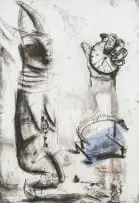 Deborah Bell, Ma Ubu, Political Advisor, Ubu in Africa Series, 1997, drypoint and chine collé on paper