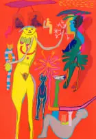 Walter Battiss, Untitled, colour screenprint on paper